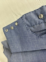 New Men’s Rocket mount Blue Jean Design Long Sleeve Pearl Snap Medium M-59