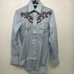 New Men’s Champion Western Blue Long Sleeve Pearl Snap 14.5 X 32 Small B-50