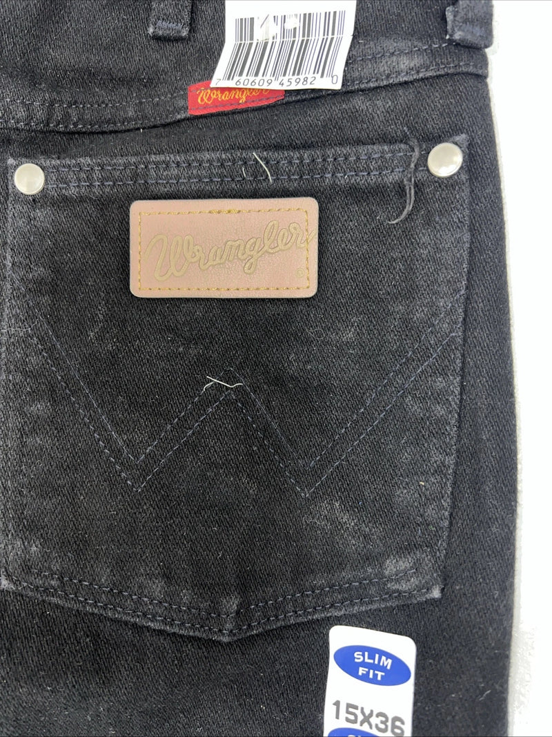 New Boys Cowboy Cut Wrangler Slim Fit Black Denim Jeans. 15x36 K-4
