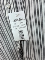 New Women’s White Horse Black White Stripe Long Sleeve Pearl Snap Medium LL-80