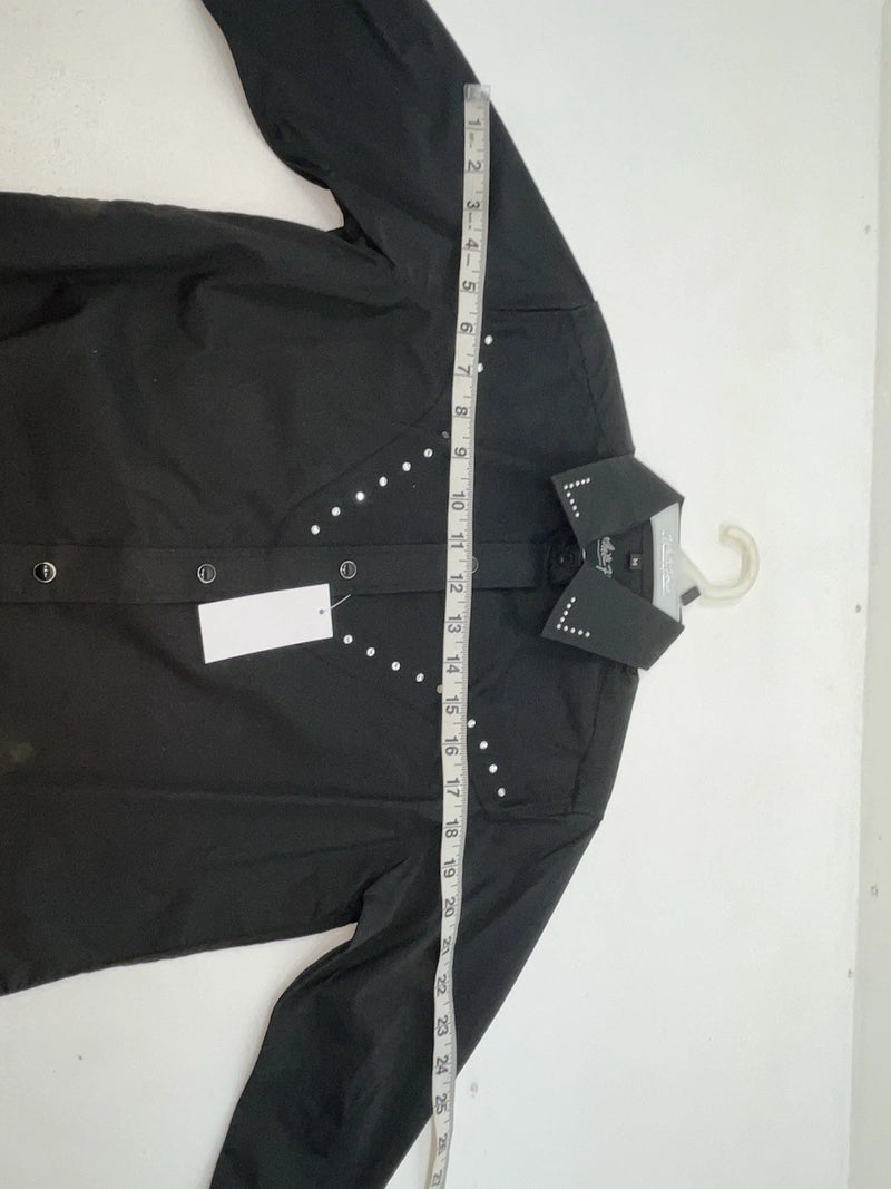 New Women’s Black White House Long Sleeve Button Up Shirt M #94770 3B-92