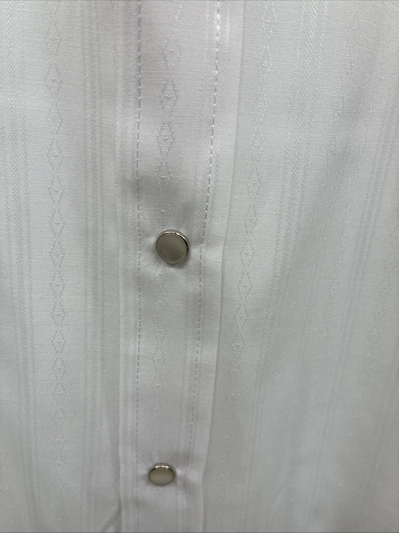 New Men’s ELY Cattleman White Designed Long Sleeve Pearl Snap 20.5 4XL X-106
