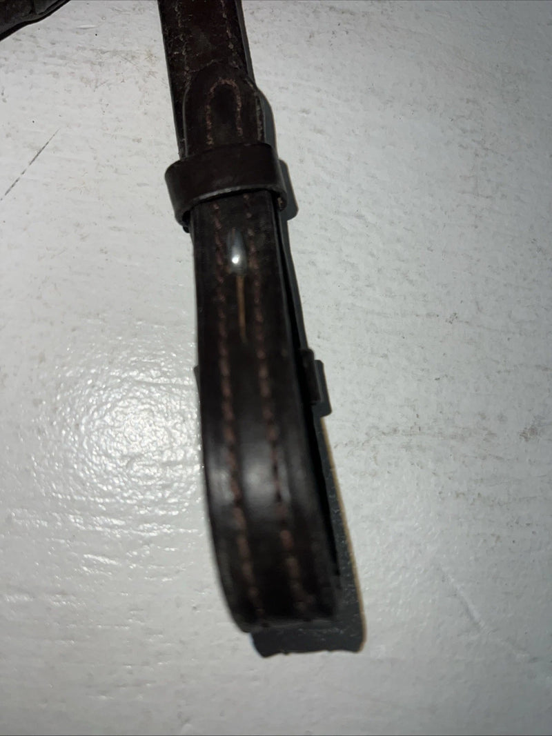 New Silver Fox Brown Genuine Leather Red Braided English 60” Reins #20-8578 Y-22