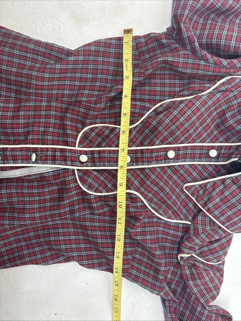 New Women’s Mr. Nick Red Plaid Long sleeve Button Up Size 8 Small KK-47