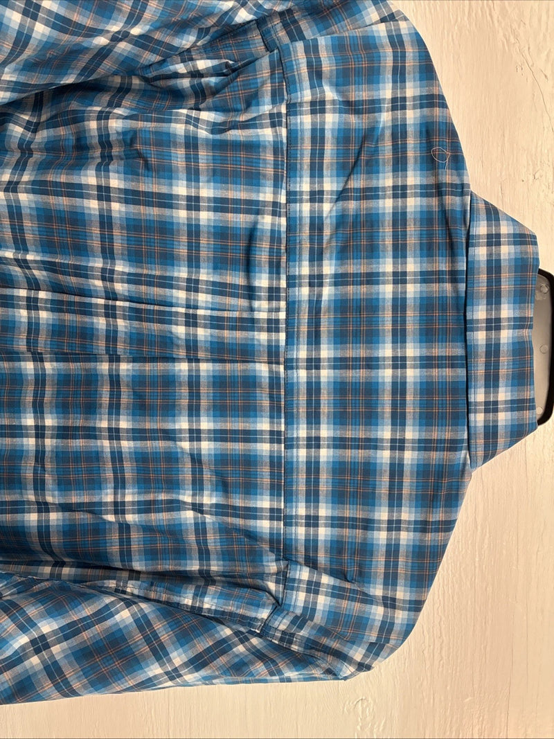 New Men ELY Cattleman Blue Paid Long Sleeve Button Up Medium J-88