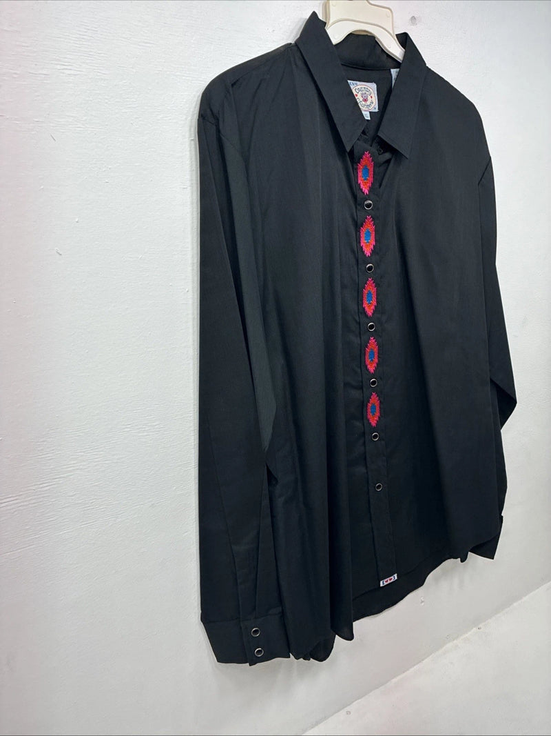 New Women’s Country Charmers Black design Long Sleeve Pearl Snap XL II-26