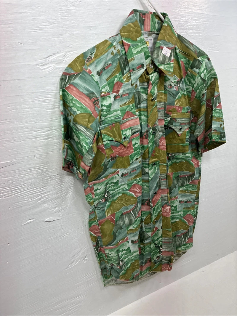 New Youths Dickson Jenkins Green designed Short Sleeve Pearl Snap 15 Medium T-96