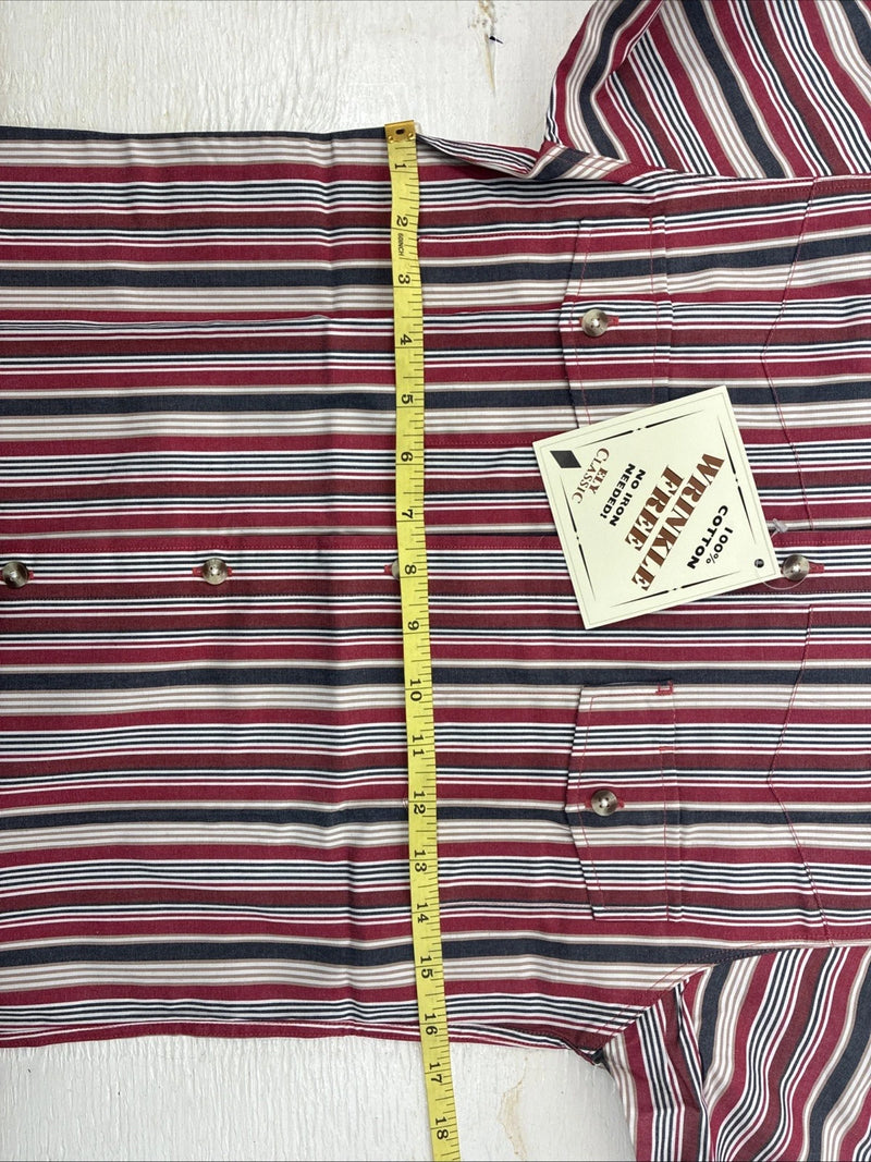 New Kids ELY Classic Red Stripe Long Sleeve Pearl Snap Medium CC-80