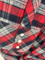 New Men’s White Horse Red Black Flannel Long Sleeve Pearl Snap 2XL H-37