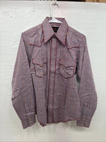 New Teens Champion Western Red Design Long Sleeve Pearl Snap Size 16 CC-105