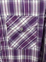 New Men’s White Horse People Plaid Long Sleeve Pearl Snap XL J-37