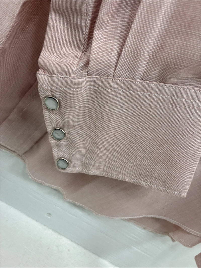 New Men’s H Bar C Pink Long Sleeve Pearl Snap 16 X 36 Large X-71