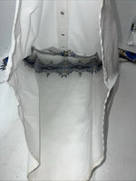 New Men’s White Blue Cumberland Outfitters Pearl Snap Long Sleeve Medium I-54