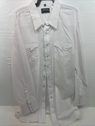 New Men’s White Horse White Long Sleeve Pearl Snap 4XL E-21