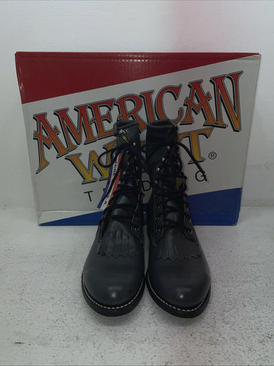 New Men’s Gray Lace Up American West Cowboy Boots. 6999 8 E W. 1-30