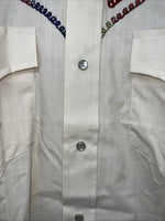 New men’s Cream Champion western Pearl Snap Long Sleeve 15.5 X 34 Medium A-180 