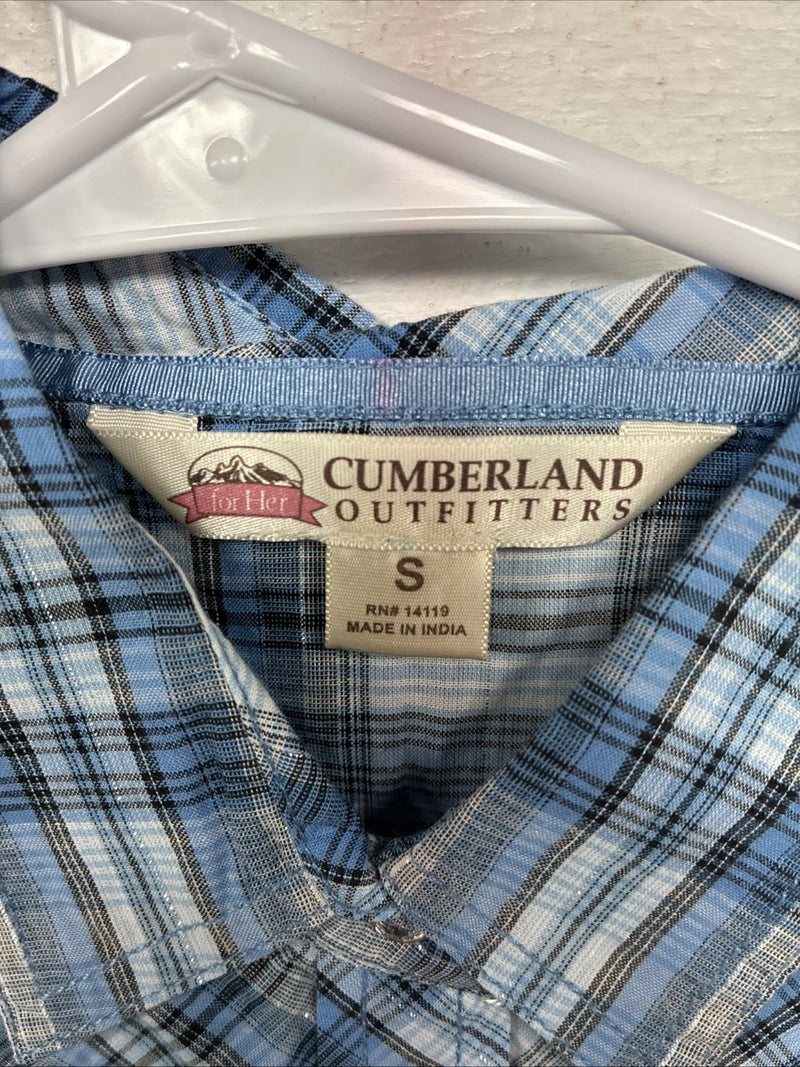 New Girls Cumberland Blue Plaid Long Sleeve Pearl Snap Size 1 YY-1