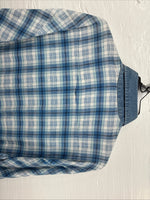 New Men’s Panhandle Slim Blue Plaid Long Sleeve Button Up Large AA-30