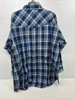 New Men’s ELY Cattleman Blue Flannel Long Sleeve Pearl Snap 4XL E-89