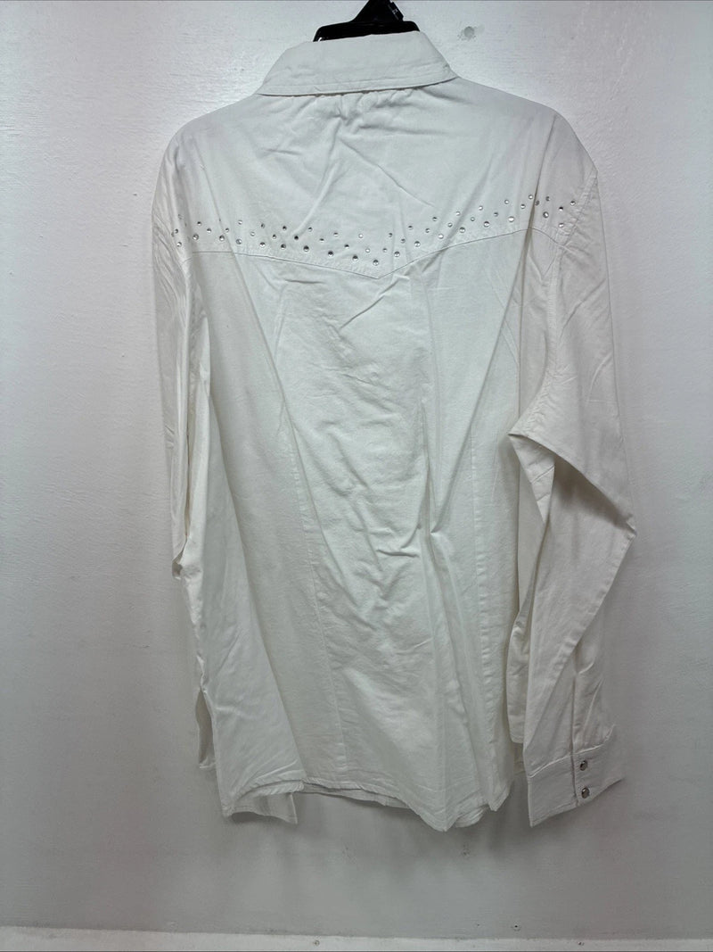 New Women’s Cumberland White Gem Long Sleeve Pearl Snap 2XL LL-82