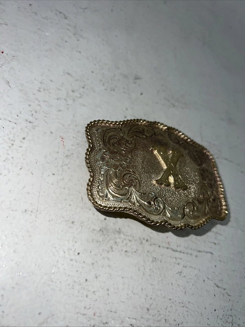 New Womens Western Productions Inc Gold “X” Belt Buckle. 38087 F-1