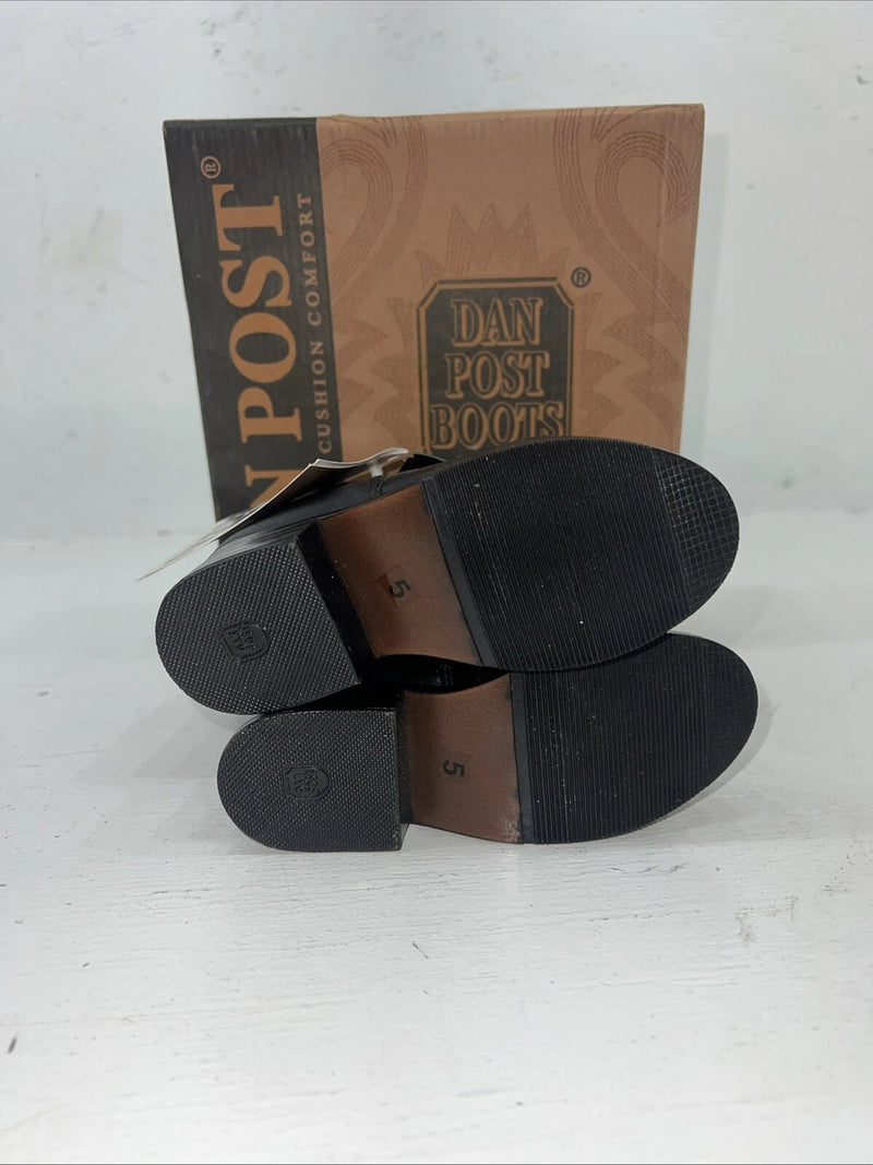 New Infant Dan Post Black Ostrich Print Lace Up Cowboy Boots. 5 D . 24-3