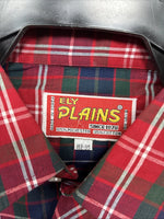 New Men’s ELY Plains Red Plaid Long Sleeve Pearl Snap 16.5 X 35 Large K-78