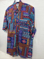 New Men’s San Angela Multiple Color Design Short Sleeve Button Up Medium J-75