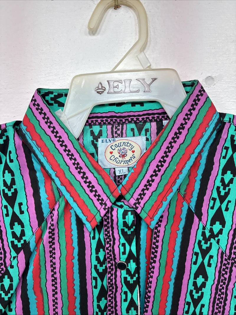 New Women’s Country Charmers Multicolor Long Sleeve Pearl Snap XL II-57