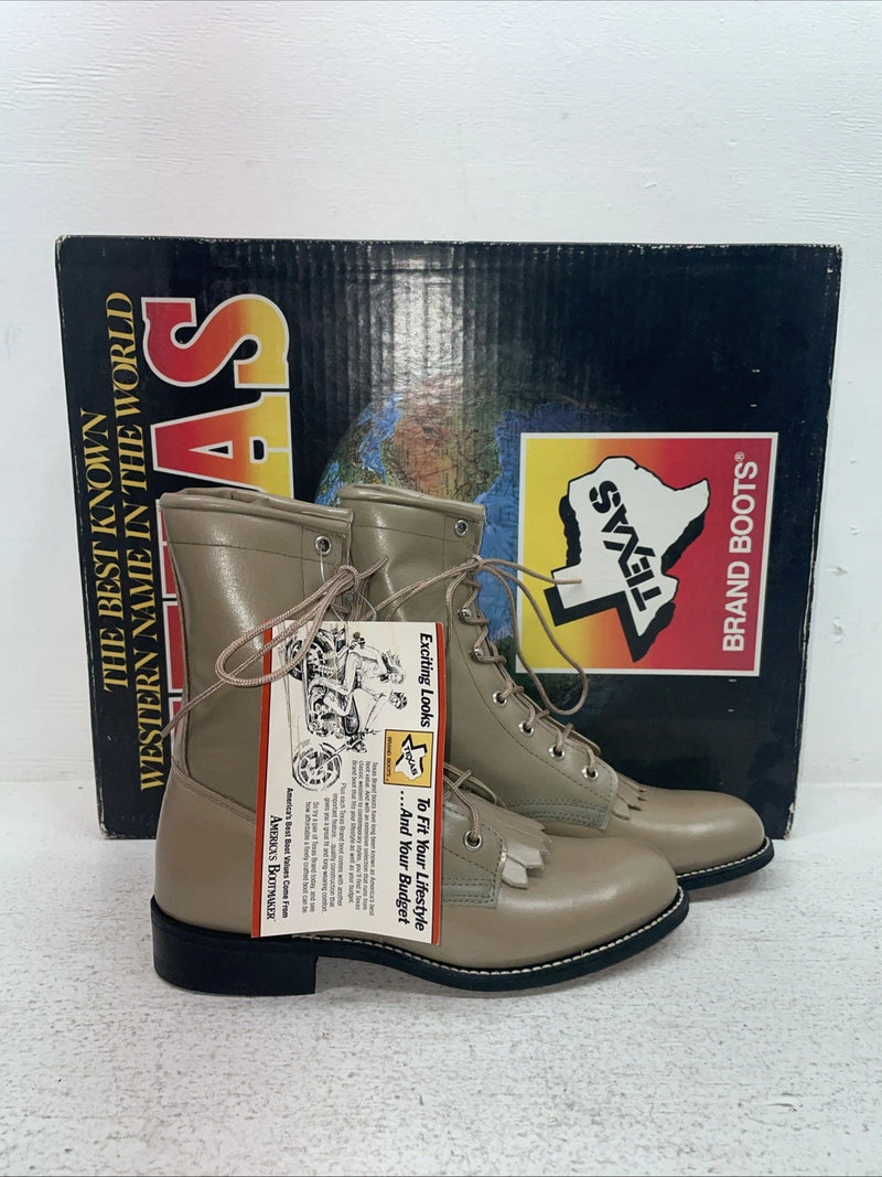 New Youth Tan Lace Up Texas Brand Cowboy Boots. 4498 5.5 5 1/2 M. 22-117