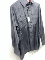 New Men’s Black White House Long Sleeve Pearl Snap Shirt. XL S-7