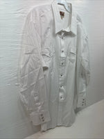 New Men’s ELY Cattleman White Stripe Long Sleeve Pearl Snap 18.5 X 35 2XL F-64