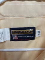 New Men’s Panhandle Slim Yellow Stripe Long Sleeve Pearl Snap 17 X 34 XL X-100