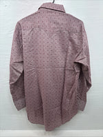 New Men’s Tem Tex Pink Designed Long Sleeve Pearl Snap 16 Large M-85