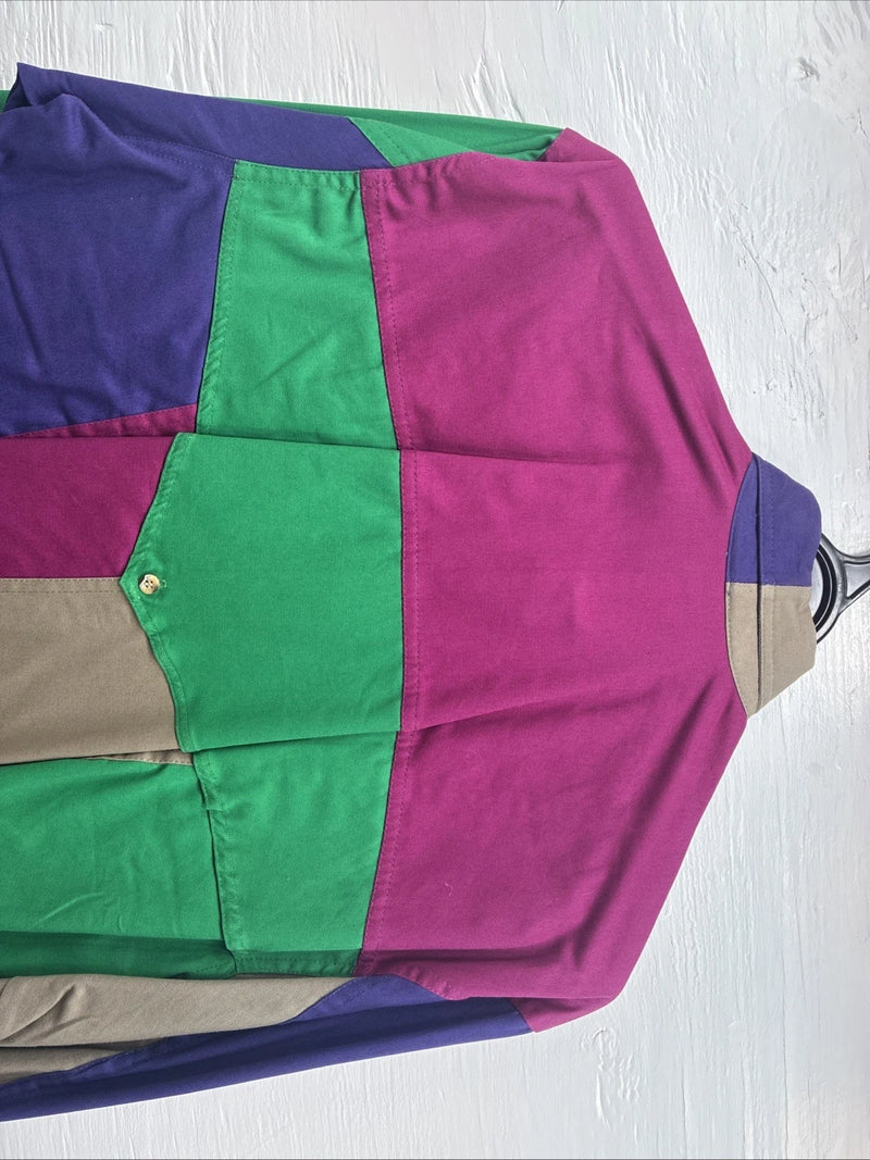 New Men’s San Angelo Multicolor Design Long Sleeve Button Up Large V-76