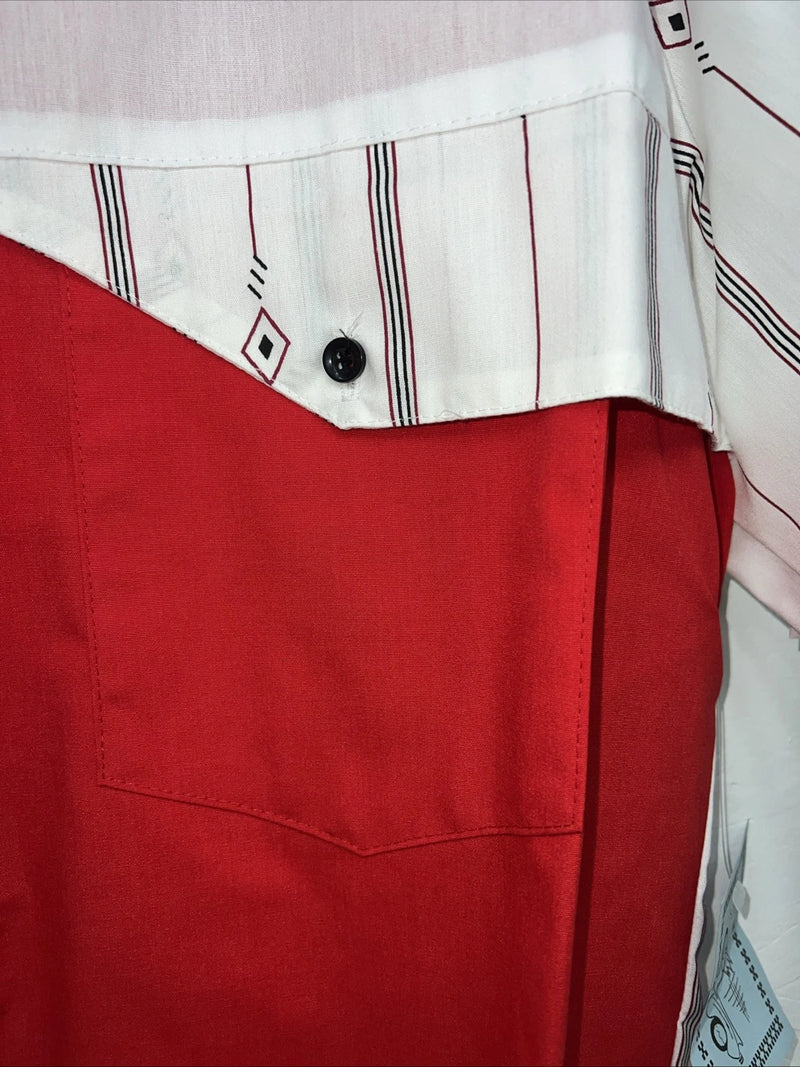 New Men’s Cowboy Threads Red And White Short Sleeve Button Up Small B-43