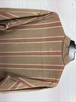 New Men’s Panhandle Slim Brown Red stripe Long Sleeve Button Up Large V-41