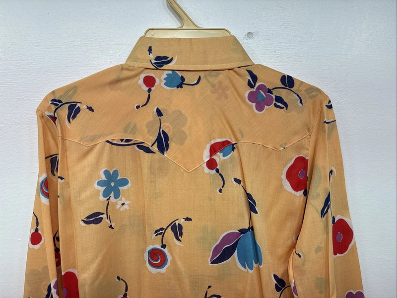 New Women’s Dickson Jenkins Orange Floral Long Sleeve Pearl Snap Size 36 II-79