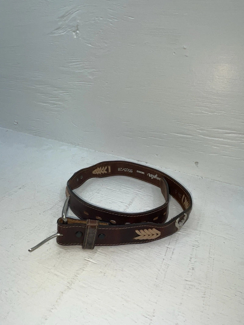New Brown Genuine Leather Wrangler Weaved And Pendent 24” Belt #5503/28 NN-49