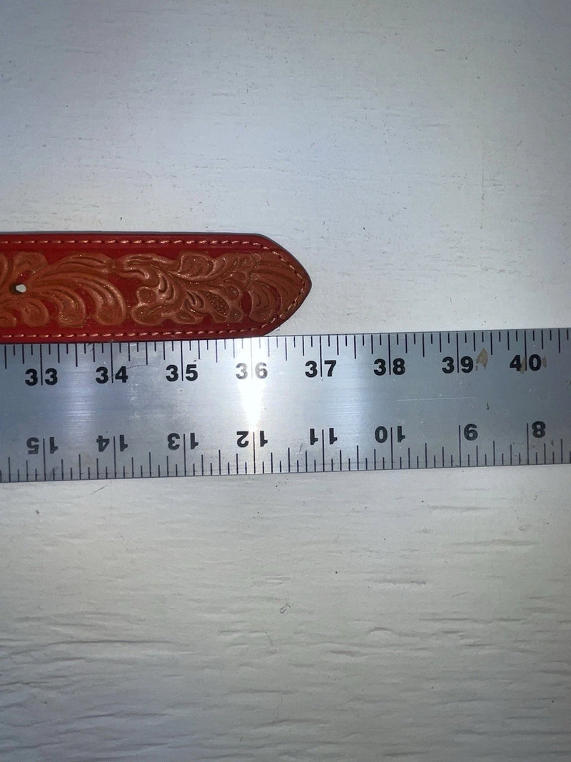 New Red Genuine Leather Nocona Tooled S Belt #N3460204 JJ-168