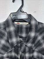 New Women’s Cumberland Gray Plaid Long Sleeve Pearl Snap XL LL-7