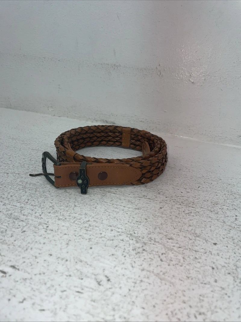 New Brown Genuine Leather Braided Rope 34” Belt #02-4702 Z-17
