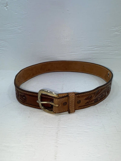 New Brown Genuine Leather Tex Tan Tooled 30” Belt #1638B JJ-160