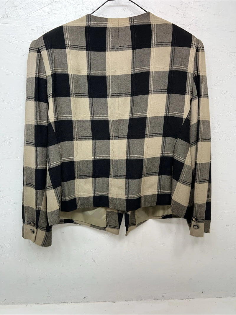New Women’s Atrium Tan Plaid Jacket 14w H-608