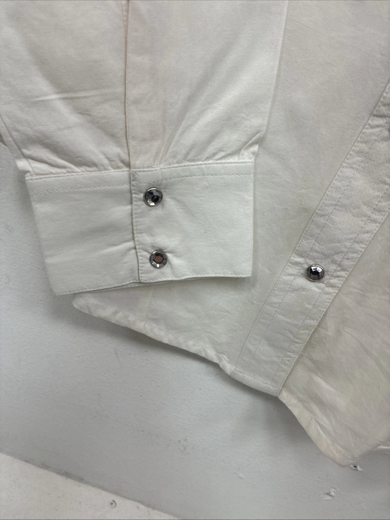New Women’s Cumberland White Gem Long Sleeve Pearl Snap Medium KK-17