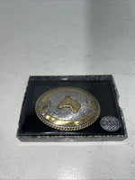 New Women’s Crumrine Gold Silver Horse Head Belt Buckle. 3806607 A-112