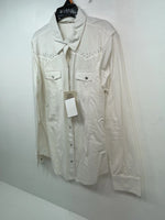 New Women’s White Cumberland Outfitters Long Sleeve Button Up Shirt M 3B-39
