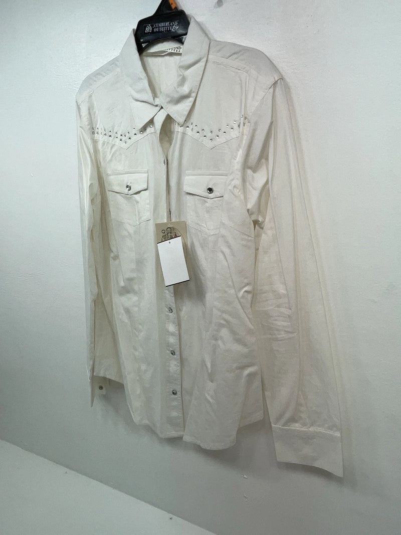 New Women’s White Cumberland Outfitters Long Sleeve Button Up Shirt M 3B-39