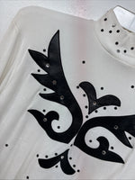 New Women’s 1849 RanchWear White Black Long Sleeve Shirt Size Large TT-75