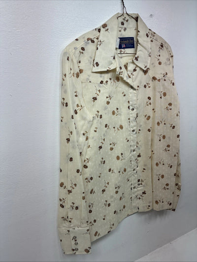 New Womens Panhandle Slim Yellow Floral Long Sleeve Pearl Snap Size 14 KK-9